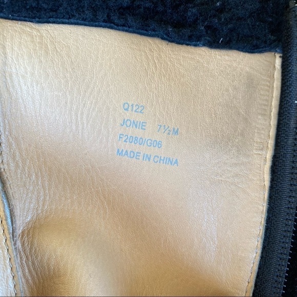 Coach Jonie Black Suede Shearling Tall Wedge Boot Embossed Monogram Size 7.5 GUC - Picture 11 of 11